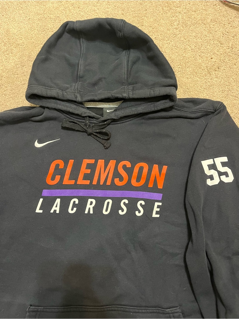 Clemson Lacrosse #55 Nike Black Hooded Sweatshirt